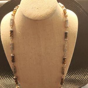 Sterling Silver & Amber Link Necklace